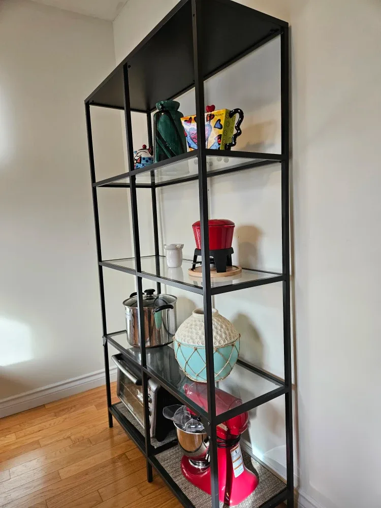 Black Metal & Glass Shelving Unit image indicator(4)