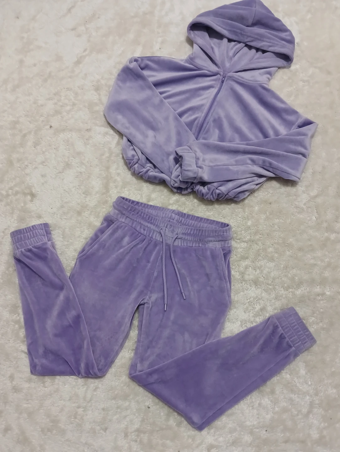 Purple Velvet Tracksuit Set