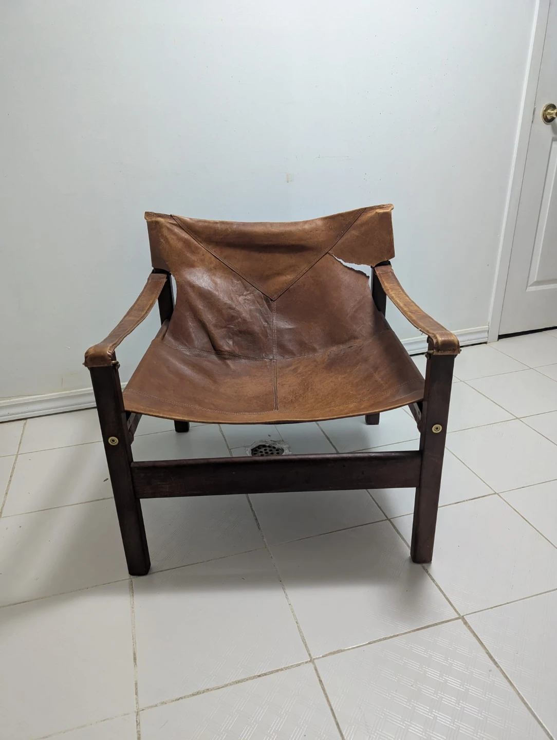 MCM Teak Leather Sling / Safari Chair - photo 2
