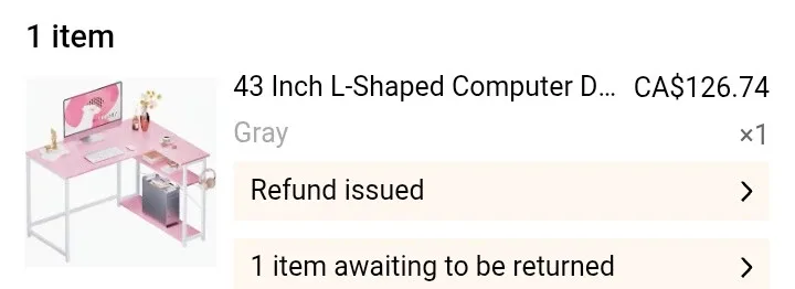 43 Inch L-Shaped Computer Desk - Gray