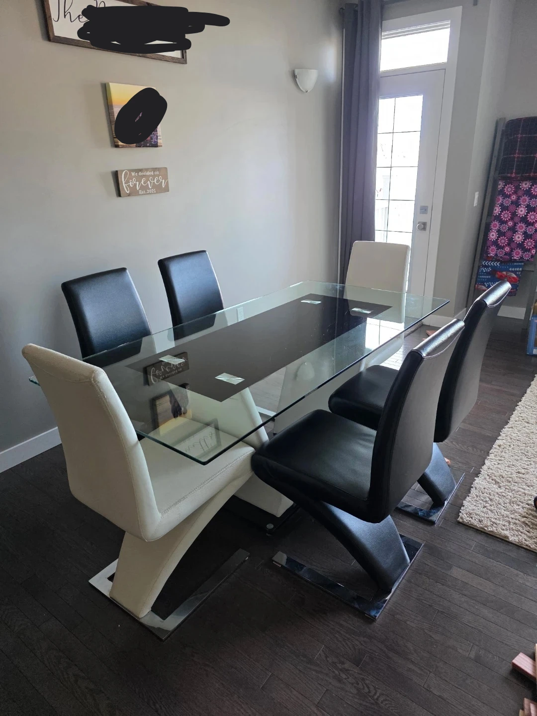 Glass Top Dining Table with 6 Chairs