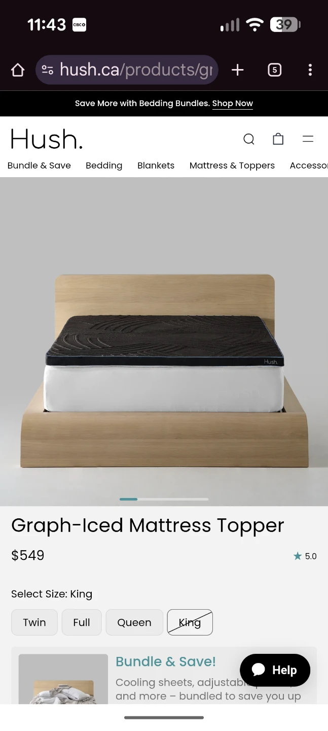 Hush Graph-Iced King Mattress Topper