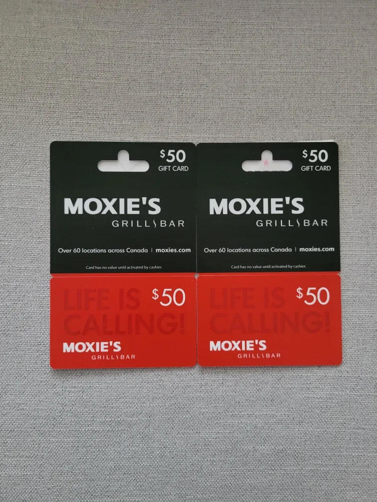 Moxie's Grill Bar $50 Value Gift Cards/ 2 for $80 / 1 for $40