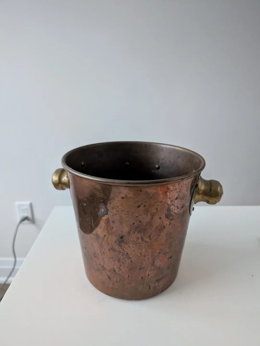 Copper Ice Bucket with Brass Handles