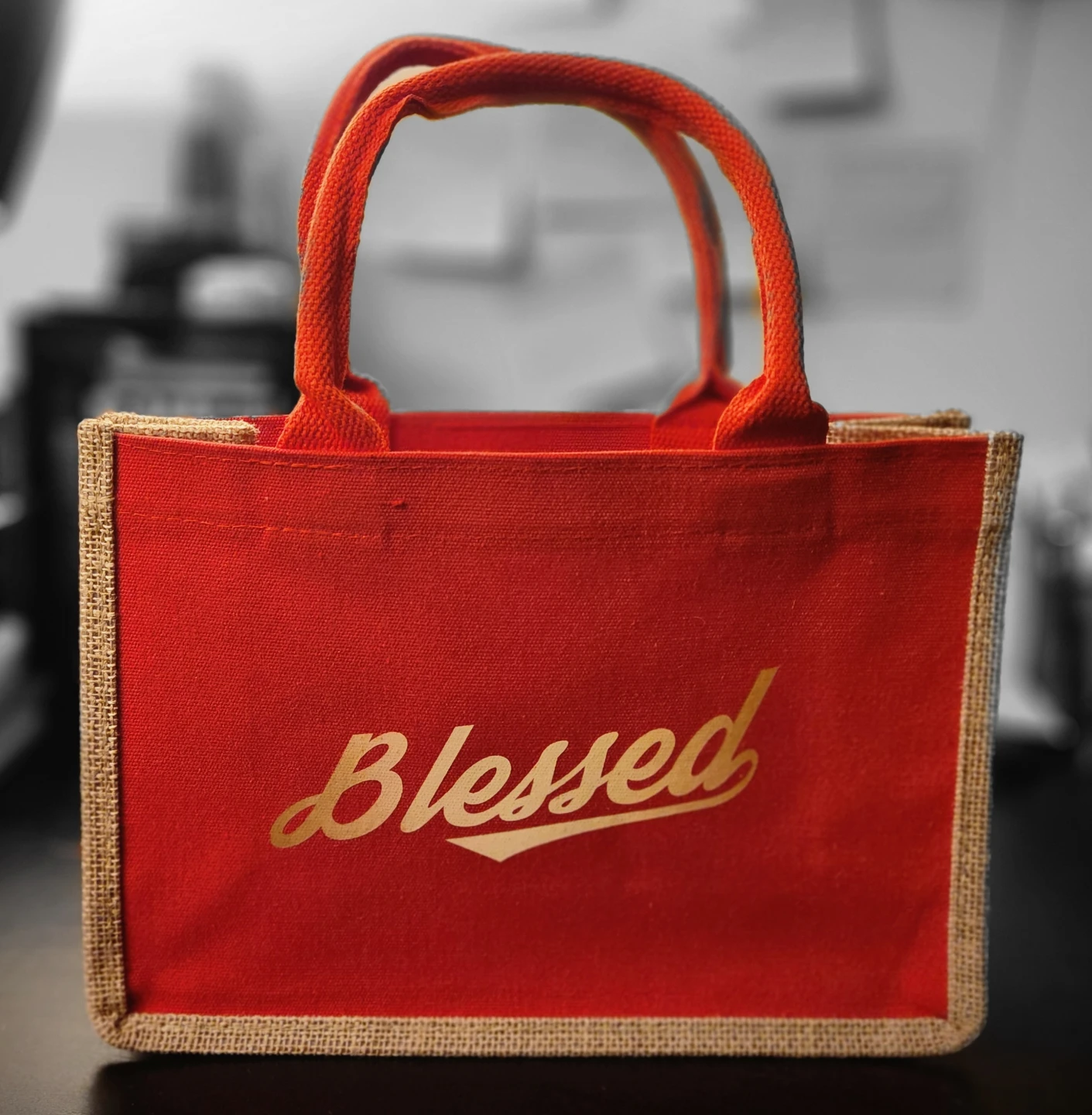 Red "Blessed" Tote Bag