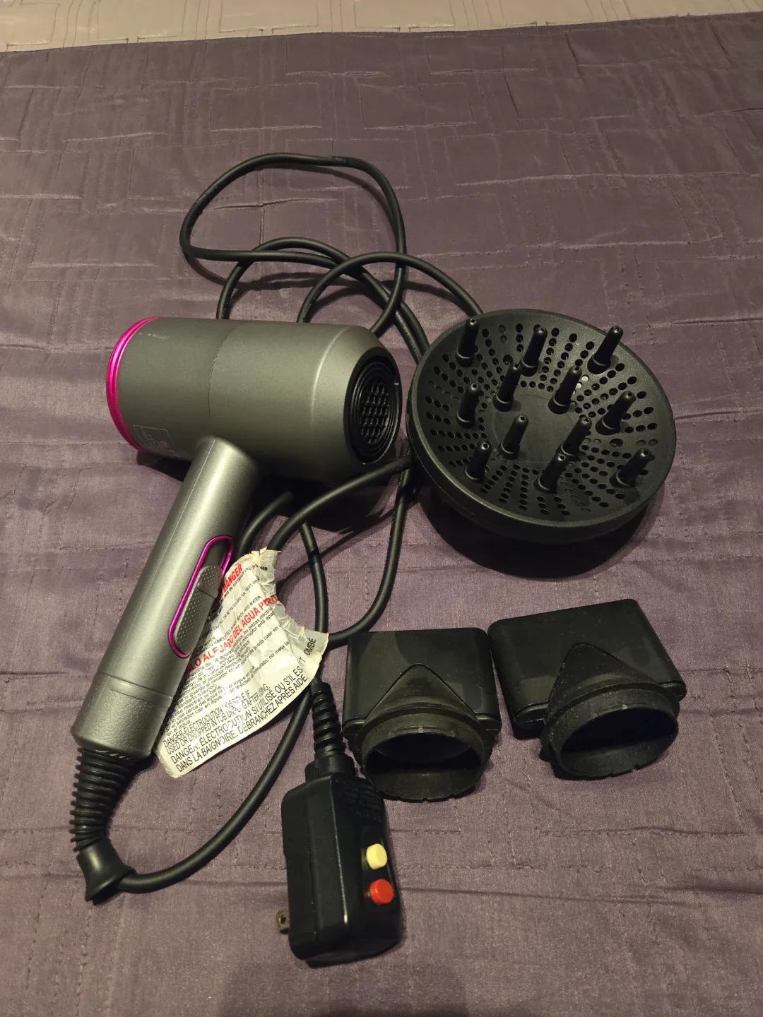 Hair Dryer with Diffuser and Attachments