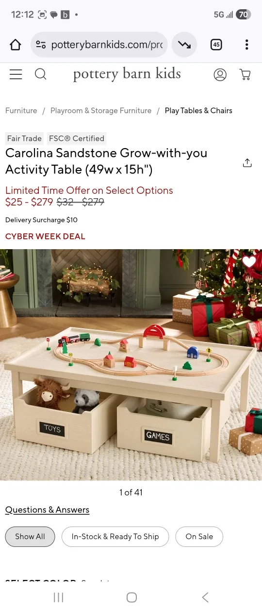Pottery Barn Kids Carolina Activity Table