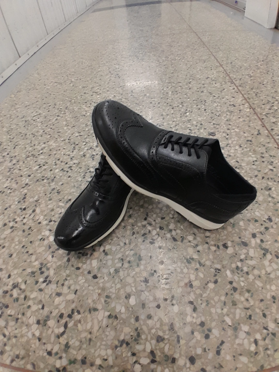 Black Leather Wingtip Dress Shoes Original Reaction Size 8 - photo 5