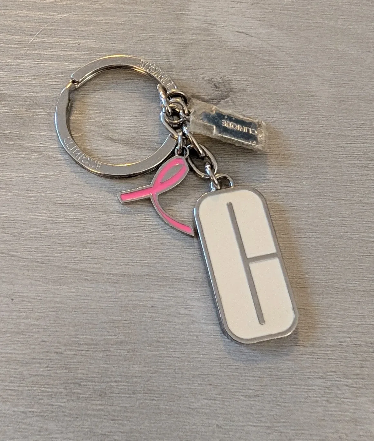 Clinique Keychain with Pink Ribbon