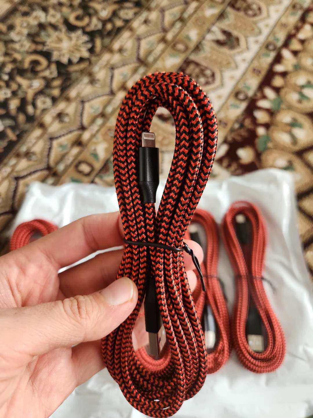 Red Braided Lightning USB Cables (5 Pack) - photo 2