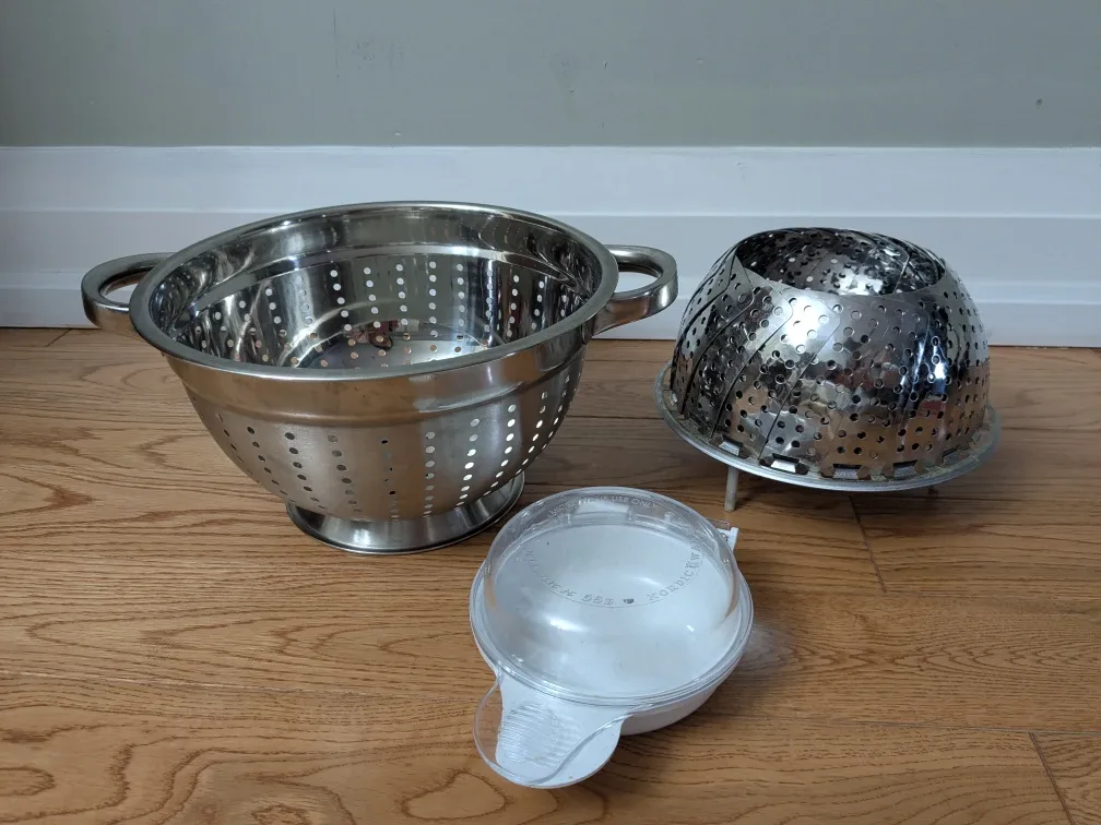 Kitchen Colander, Steamer, and Egg muffin maker