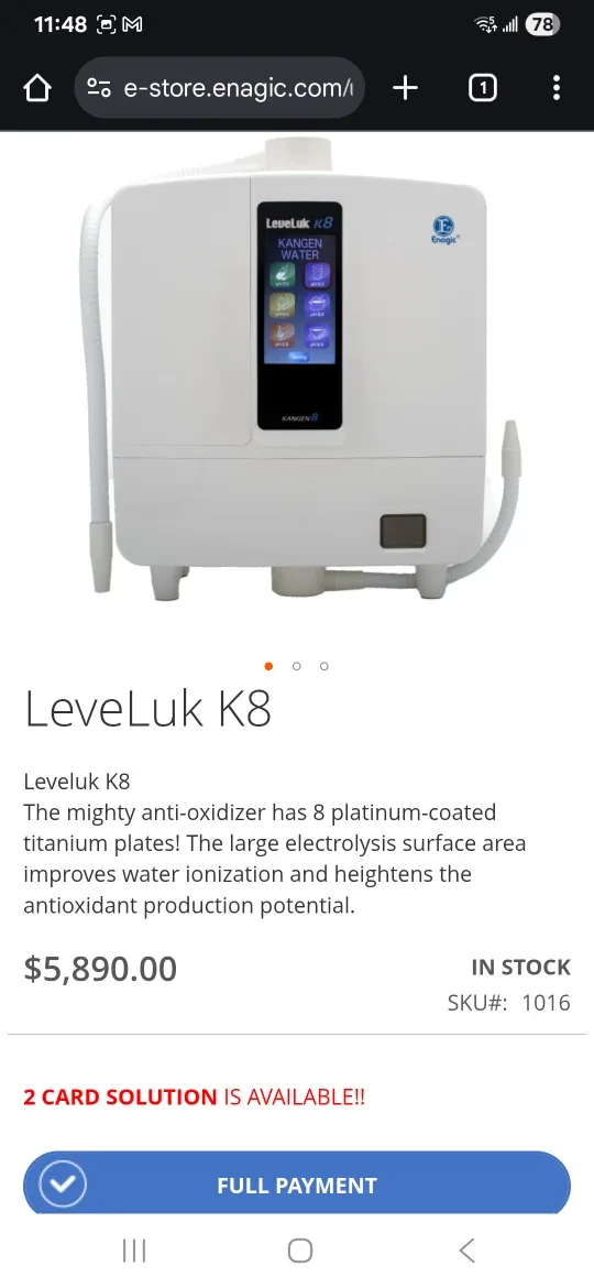 Enagic LeveLuk K8 Water Ionizer + 2x replacement filters image indicator(2)