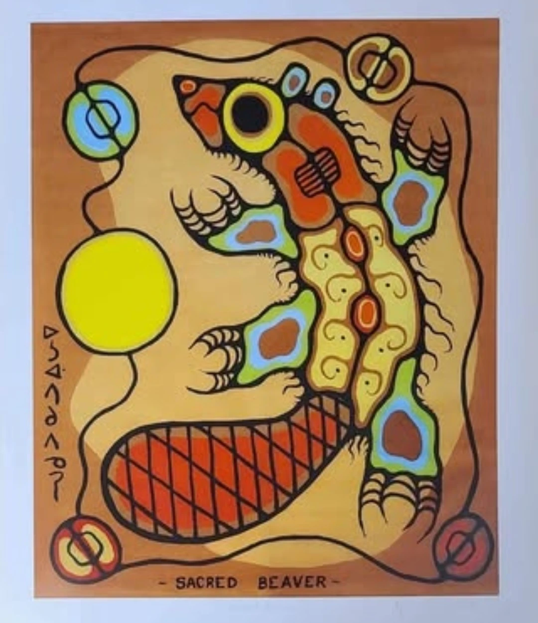 Original large Sacred Beaver by Norman Morrisseau Lithograph