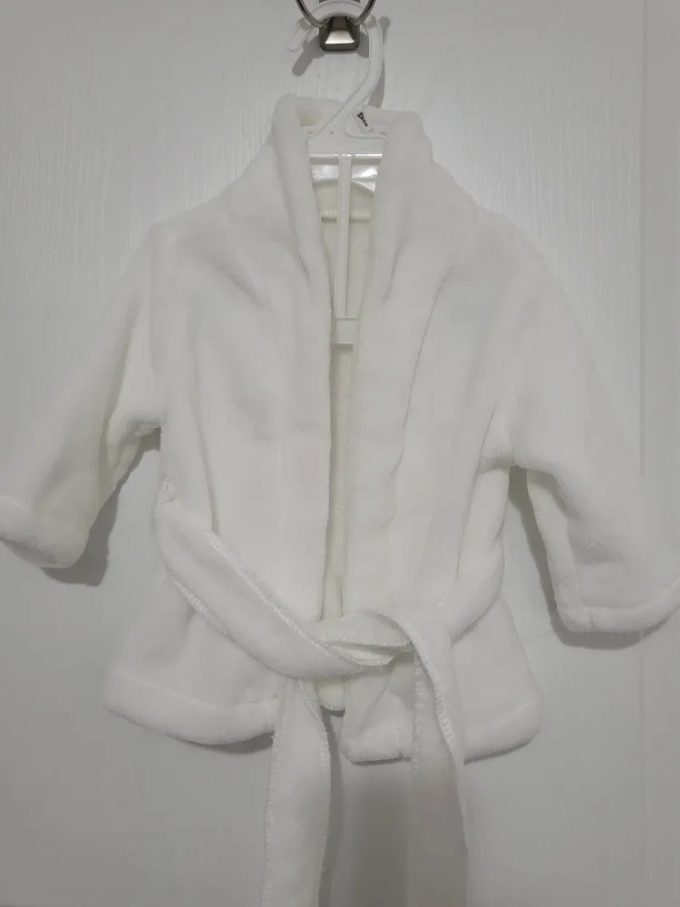 White Baby Bath Robe With Scarf image indicator(4)