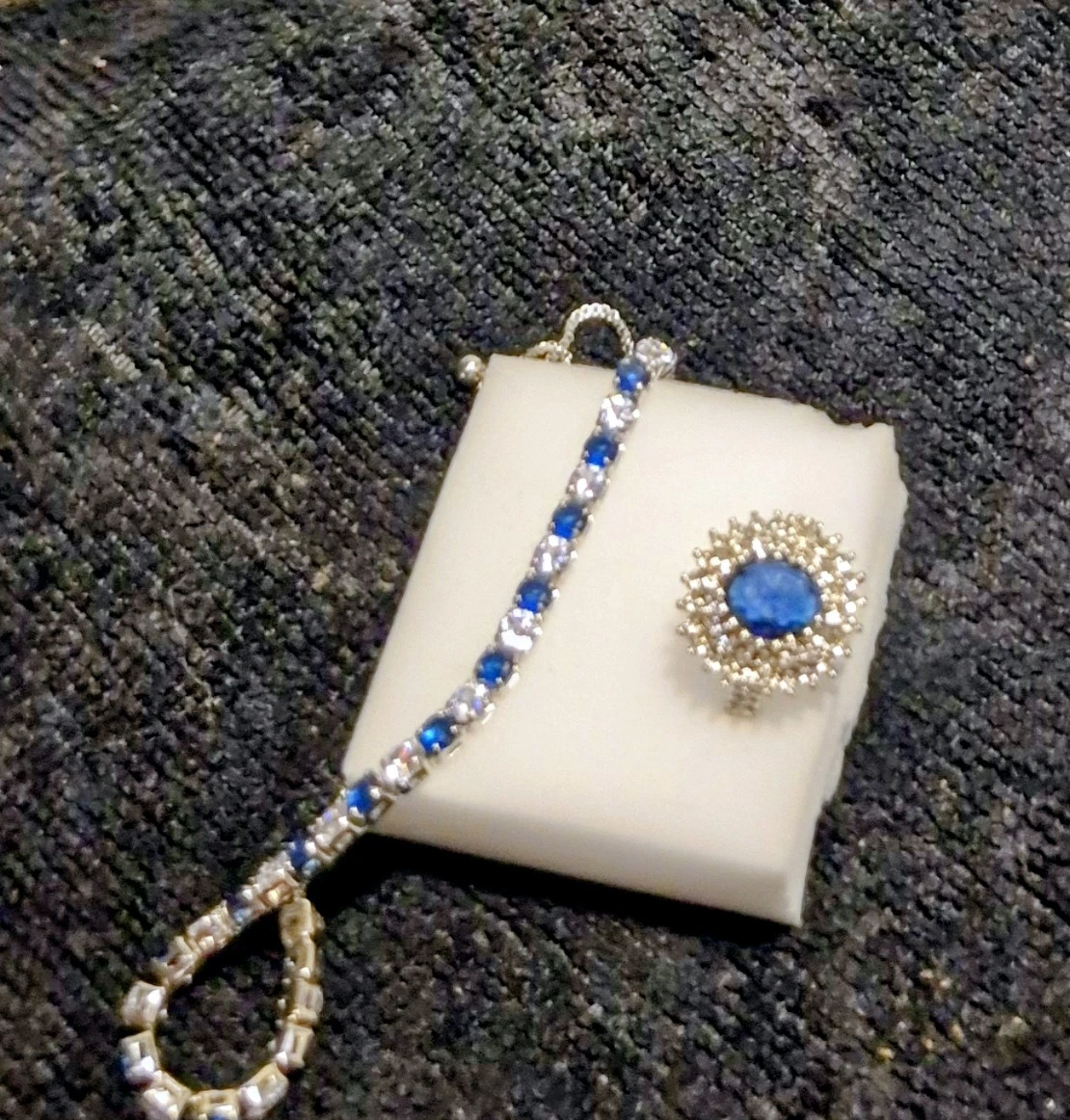 Blue & Silver Bracelet and Ring Set
