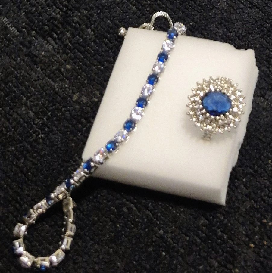 Blue & Silver Bracelet and Ring Set - photo 3