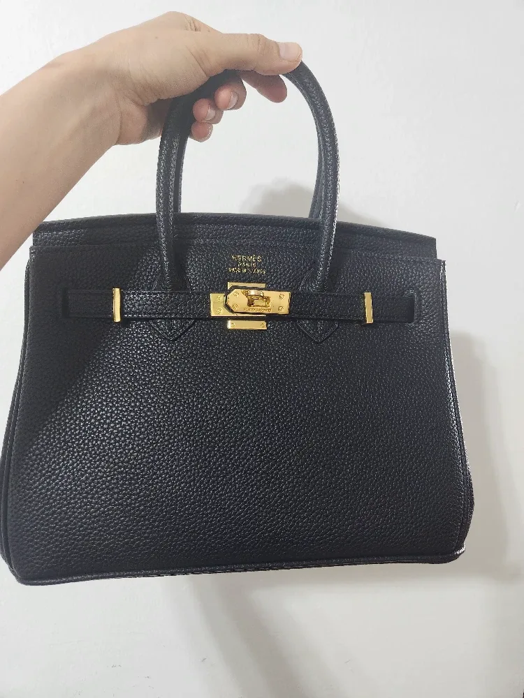 Hermès Paris Black Leather Handbag