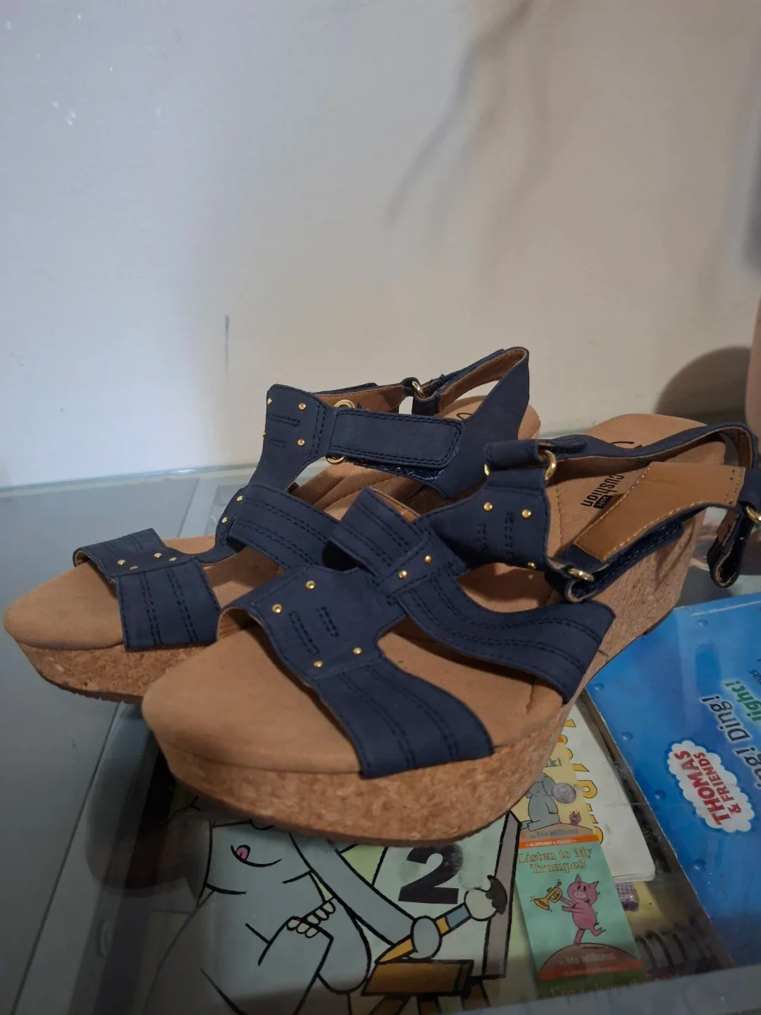 Clarks Blue Wedge Sandals