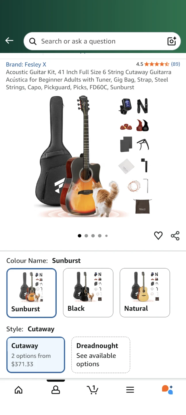 Fesley X Acoustic Guitar - Sunburst - photo 2
