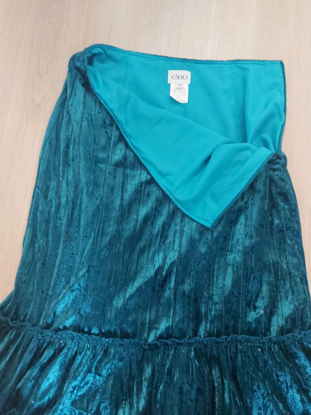 Cleo Teal Velvet Skirt - Size 6 - photo 2