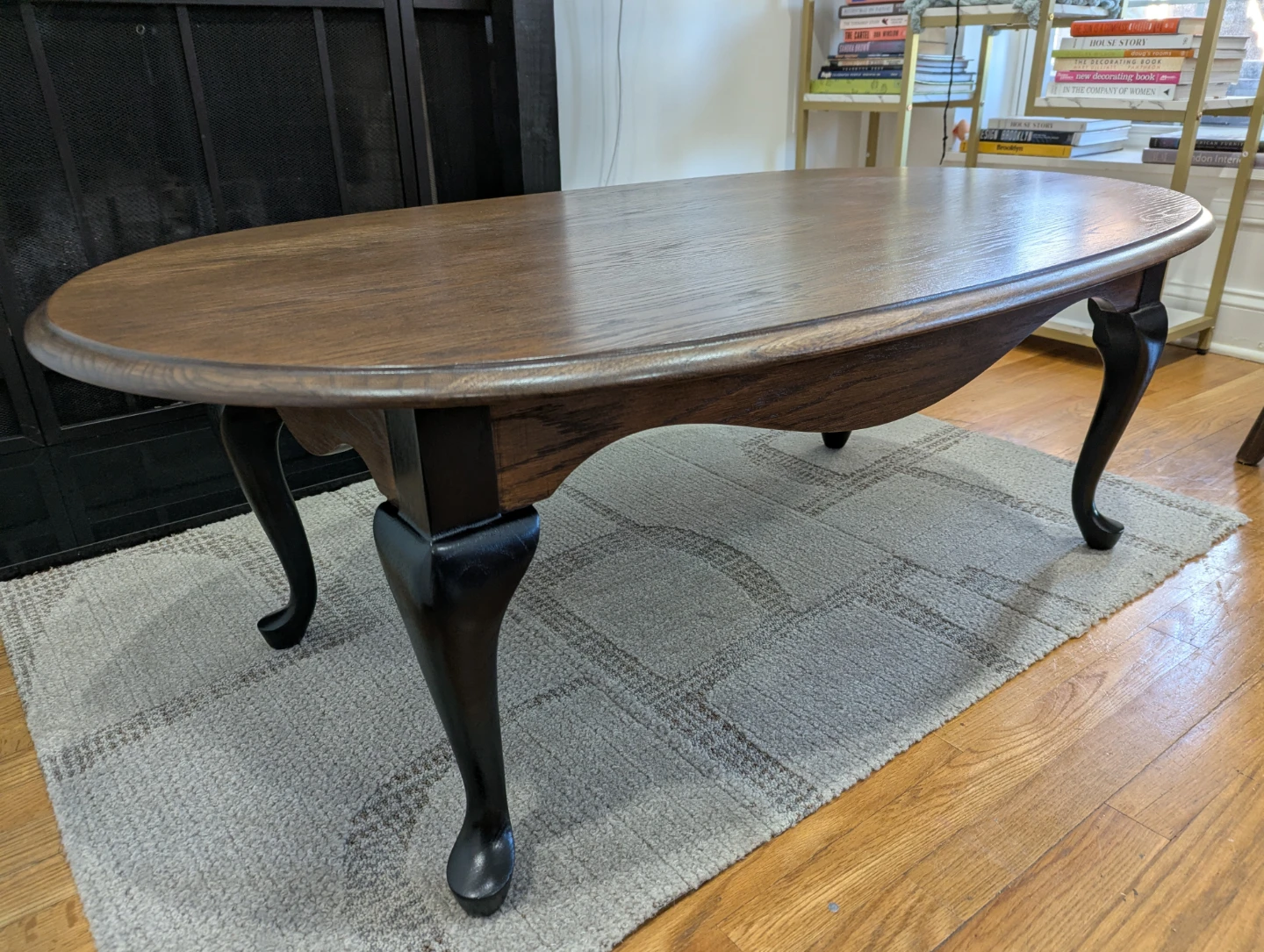 Newly Refinished Dark Walnut & Black Coffee Table