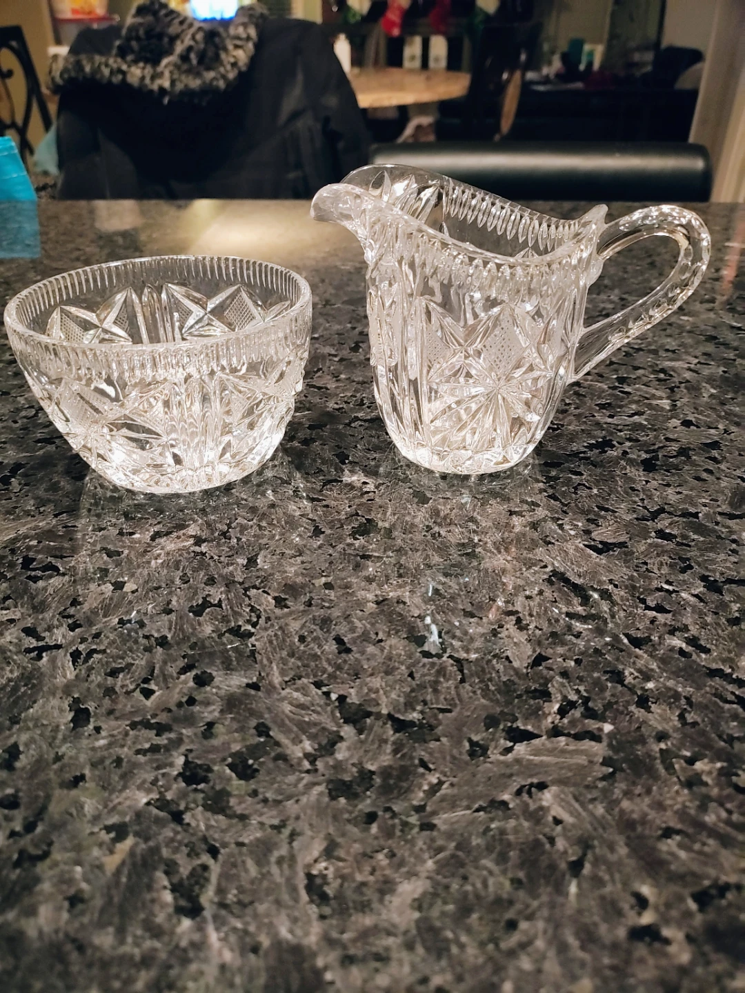 VTG Cut Glass Crystal Creamer & Sugar Bowl Set