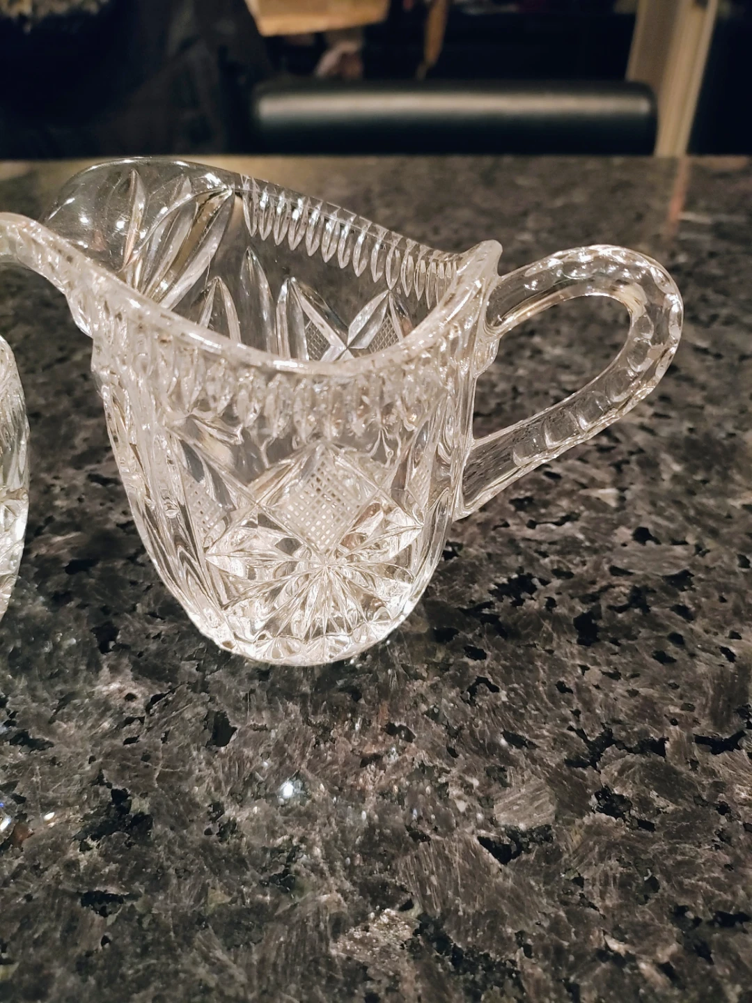 VTG Cut Glass Crystal Creamer & Sugar Bowl Set - photo 2