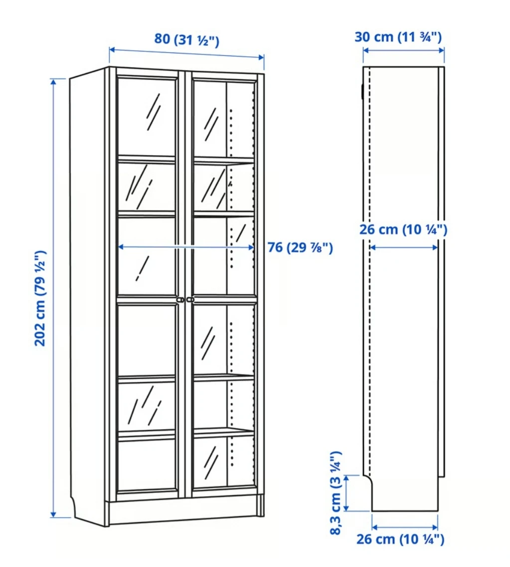 IKEA Billy Bookcase with Glass Doors - Black - photo 3