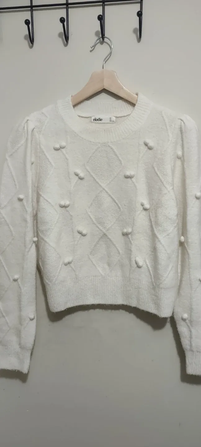 Elodie White Knit Sweater