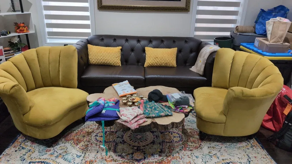 Yellow Accent Chair and couch - Great Condition!