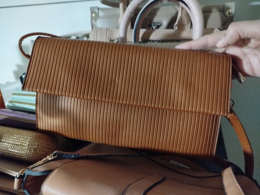 Brown Clutch with Gold Chain