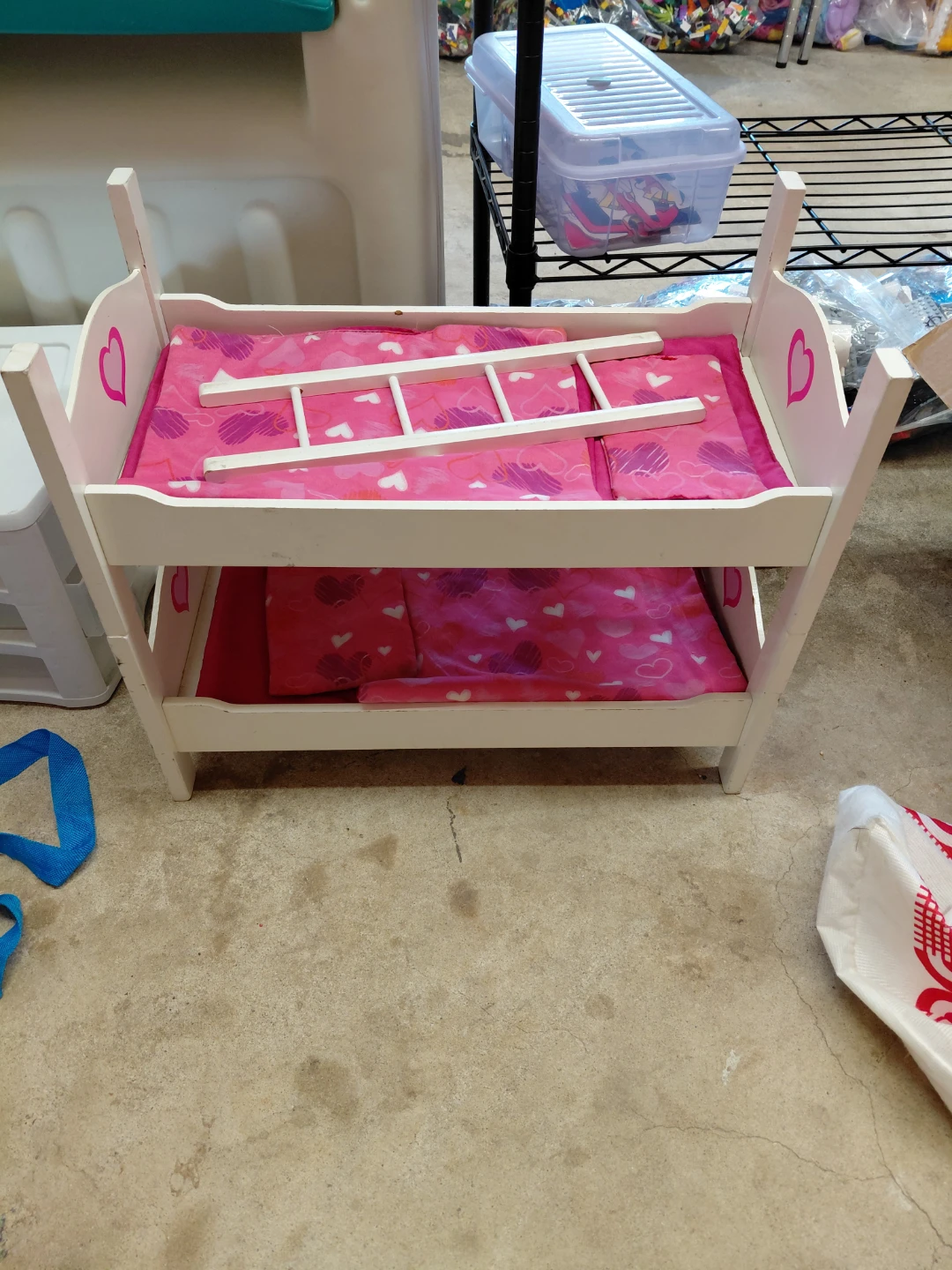 Doll Bunk Bed - Pink & White