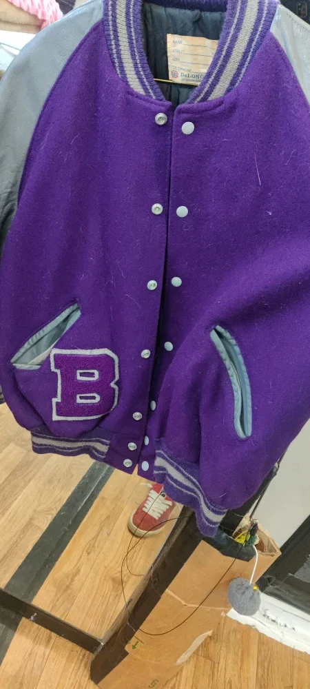 DeLong Purple Varsity Jacket Size 44 image indicator(2)