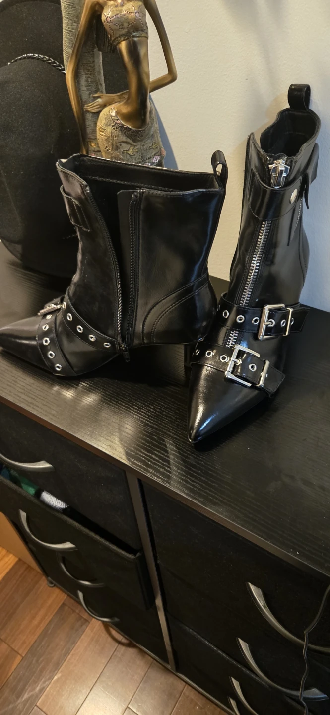 Black Ankle Boots with Buckles