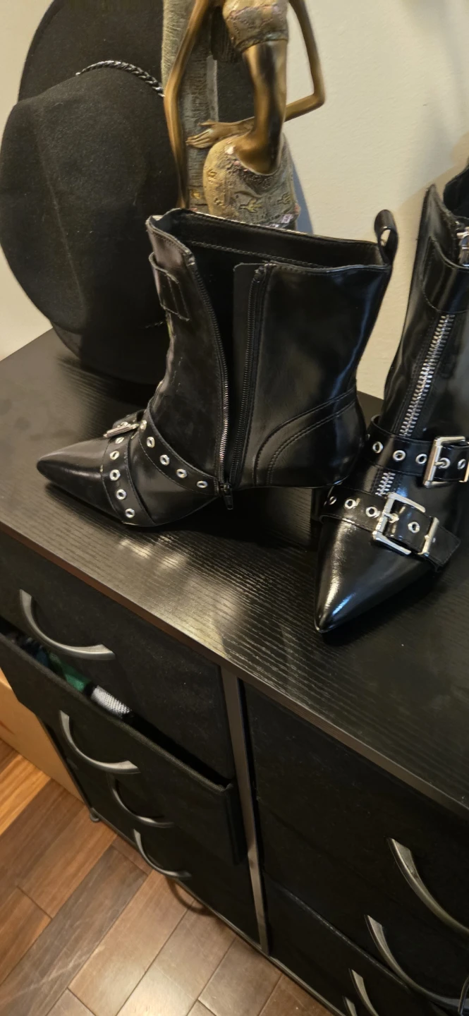 Black Ankle Boots with Buckles - photo 2