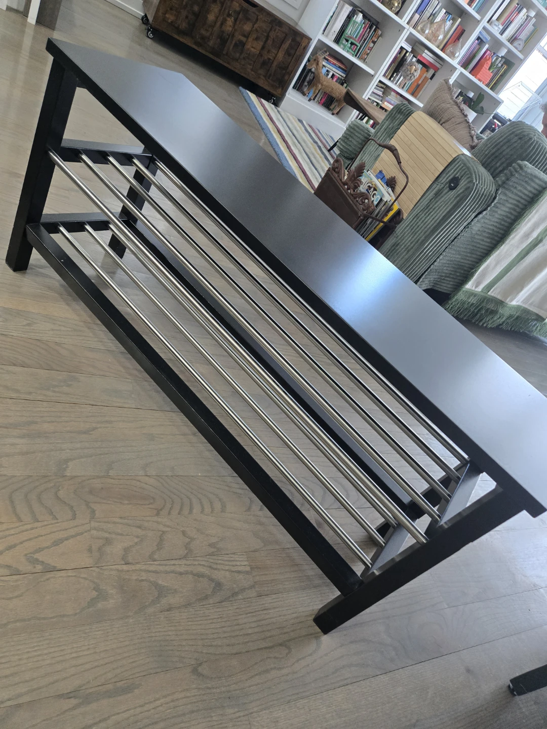 Black Shoe Rack Bench - photo 4