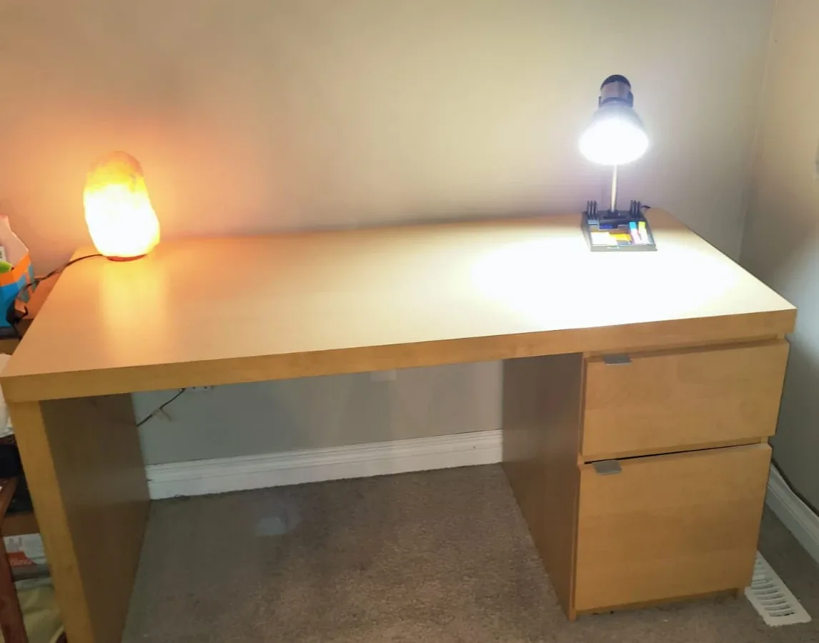 IKEA MALM Desk with Drawers BIRCH image indicator(2)