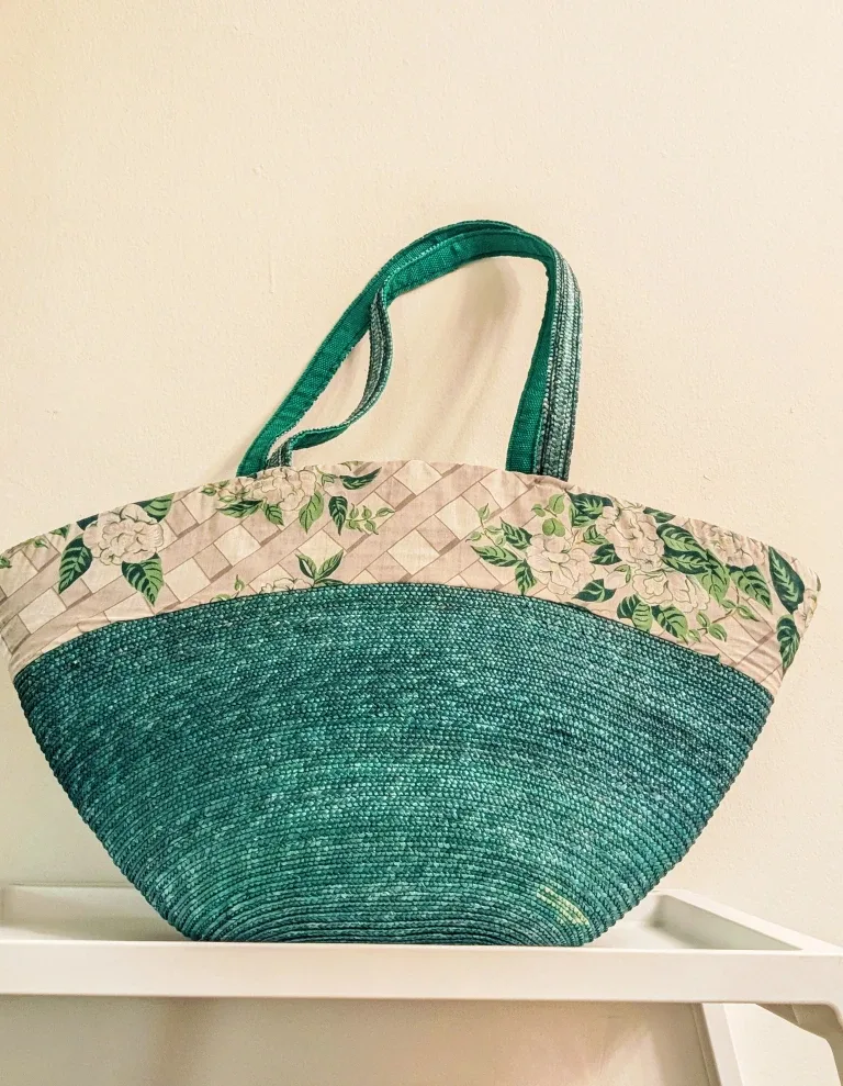 Floral & Woven Green Tote Bag #Cleanout