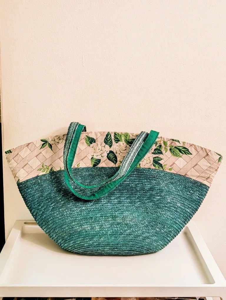 Floral & Woven Green Tote Bag #Cleanout image indicator(2)