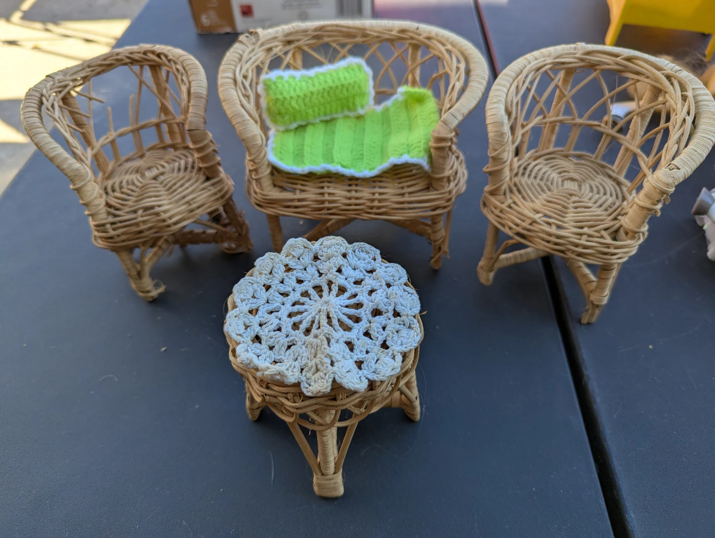 Miniature Wicker Chairs & Table Set