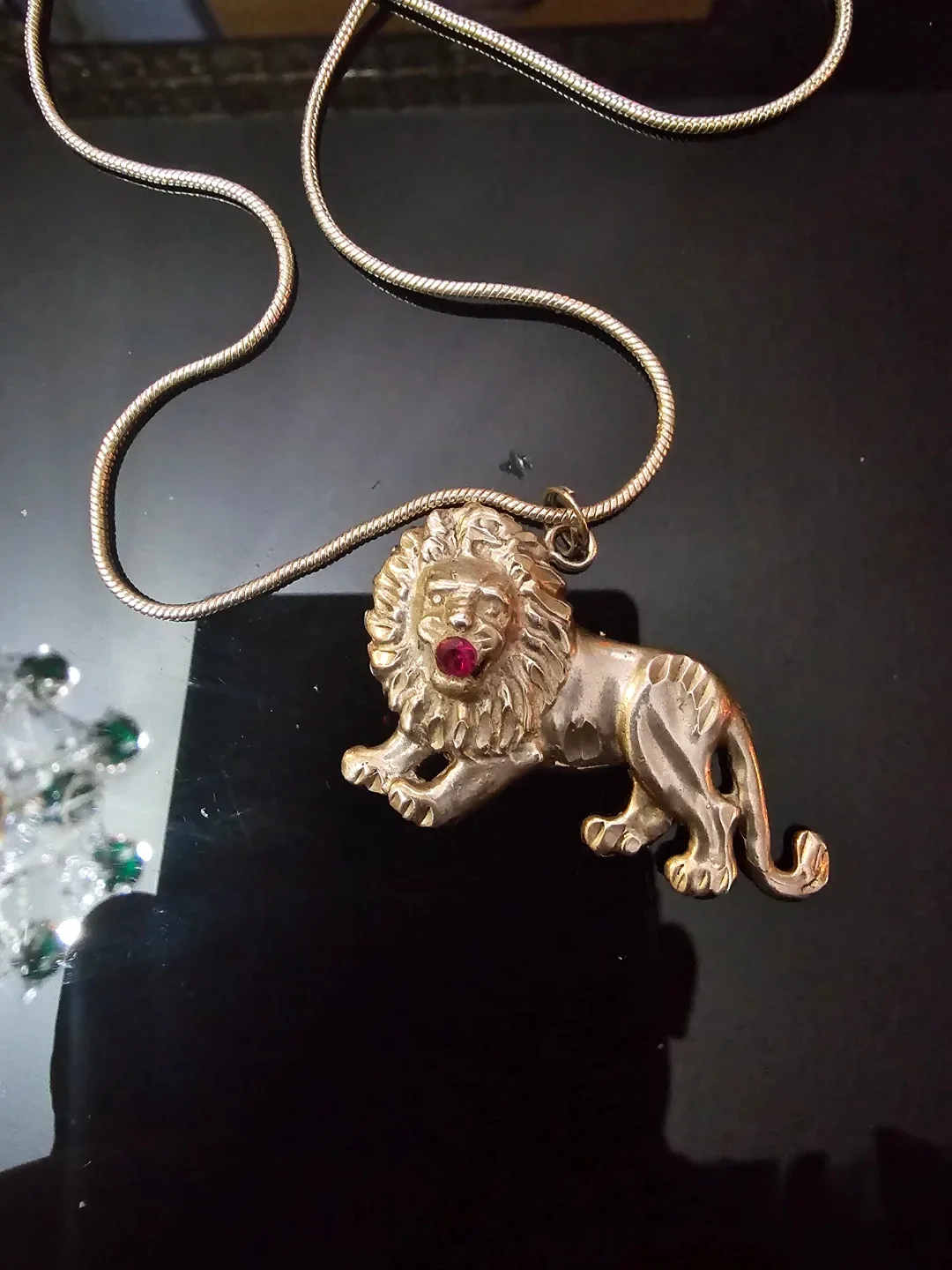 Silver Lion Pendant Necklace