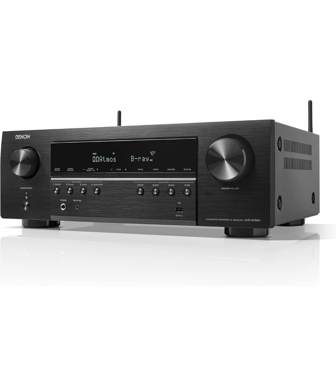 Denon AVR-S760H 7.2 Ch AVR - 75 W/Ch , Advanced 8K Upscaling
