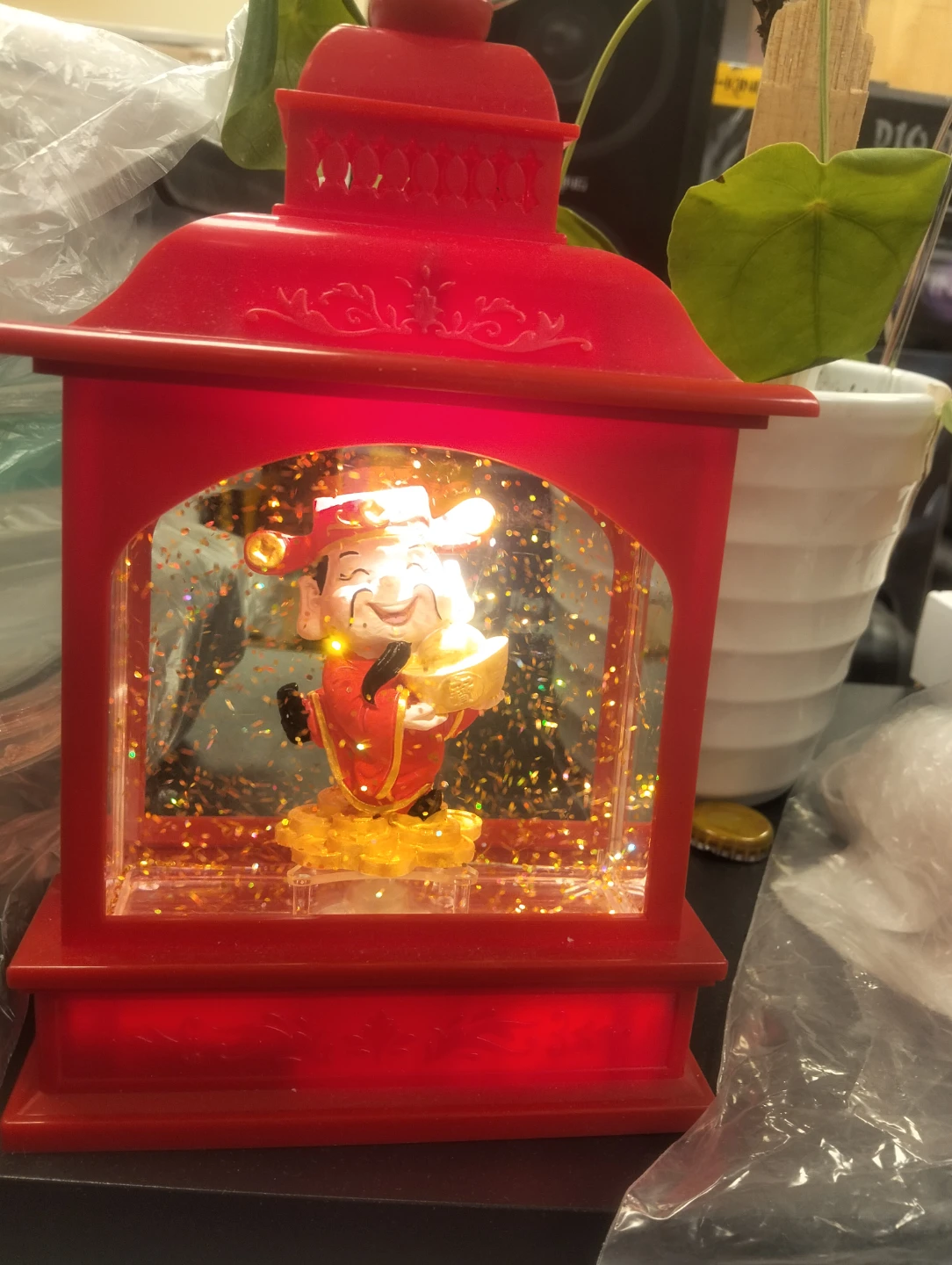 Cai Shen Snow Globe Lantern - New Year Decor