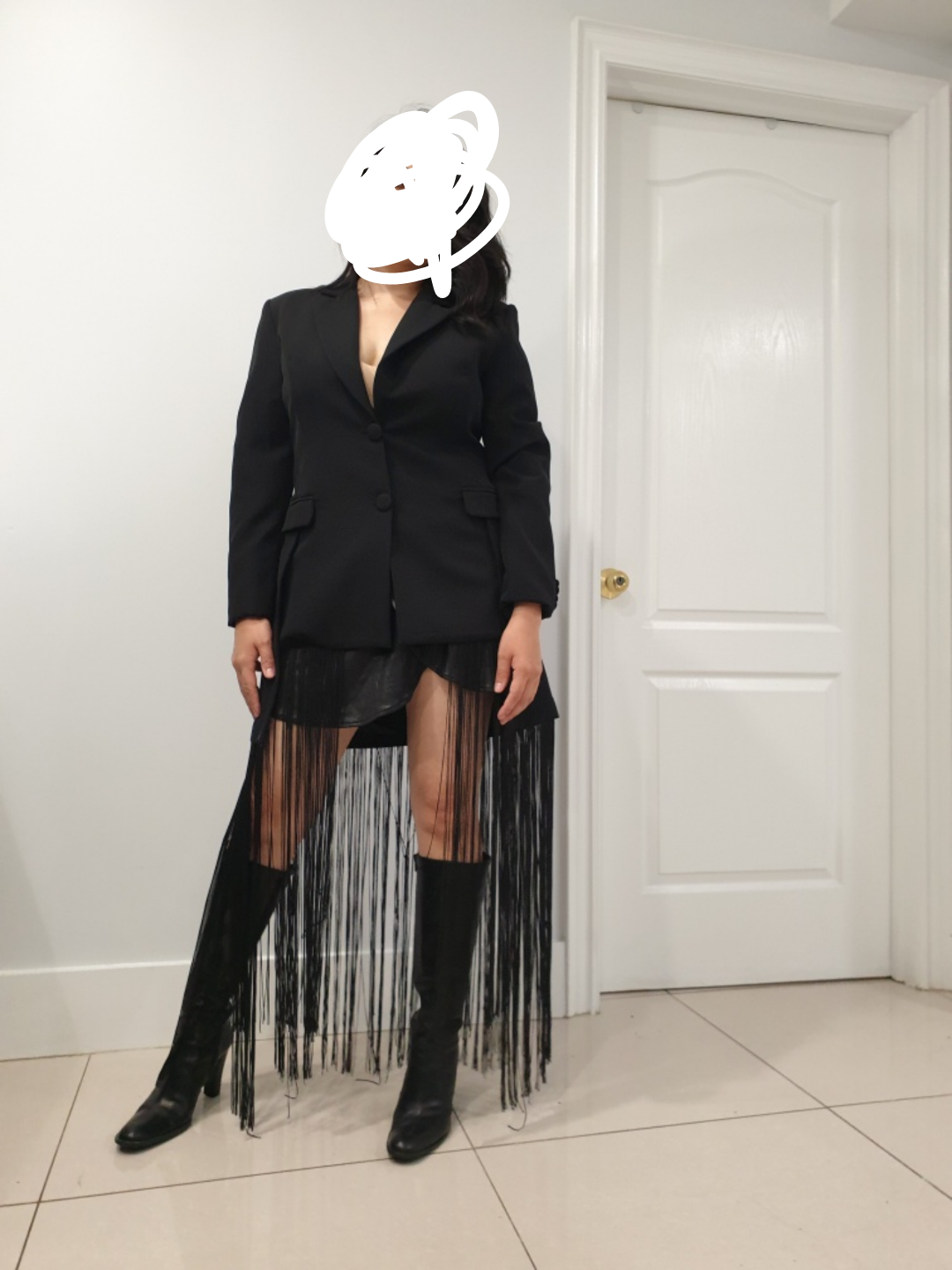 Long blazer with tassel -formal wear