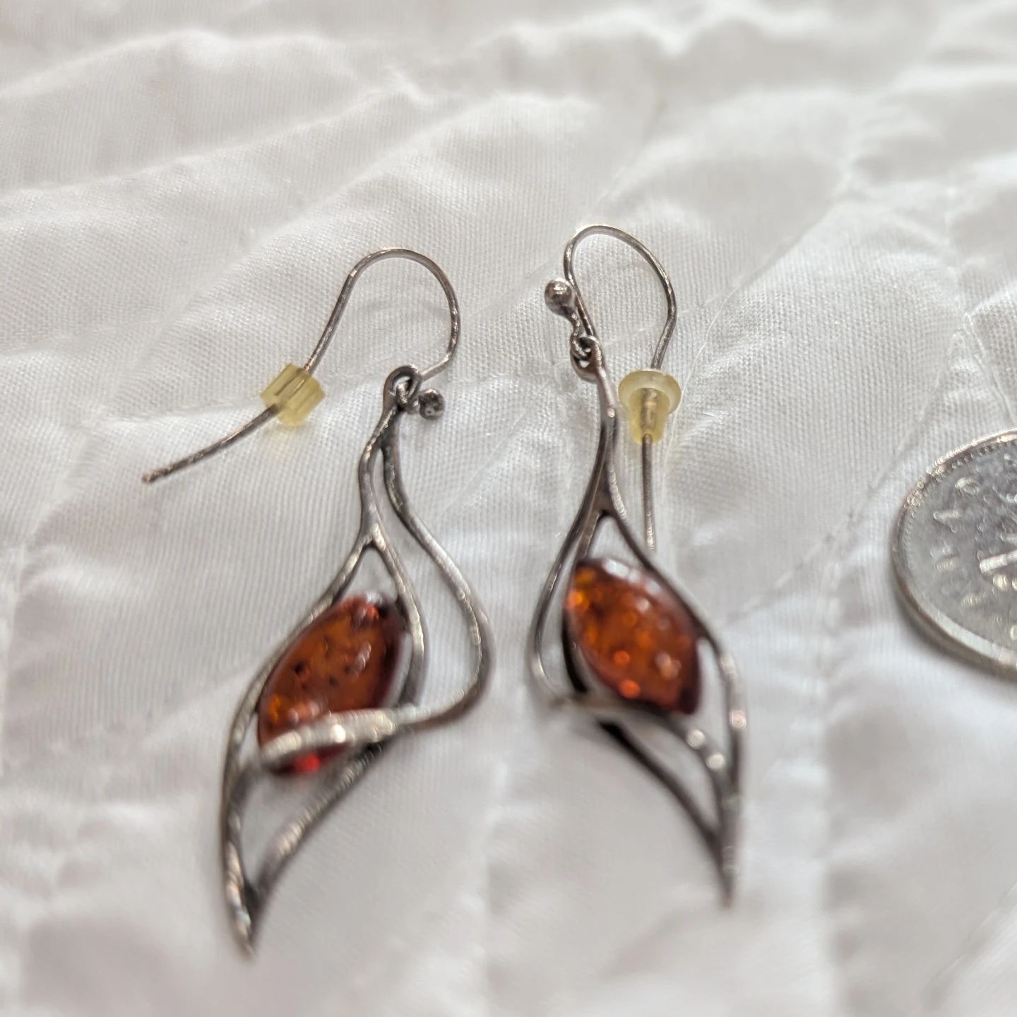 Amber & Silver Earrings