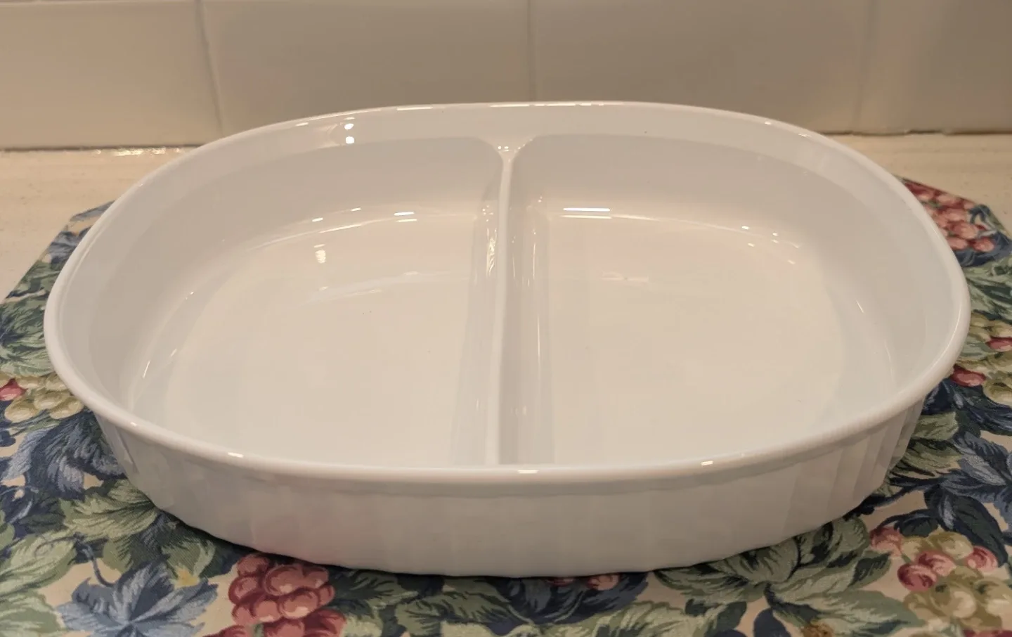 Corning Ware French White Divided Oval Casserole Dish