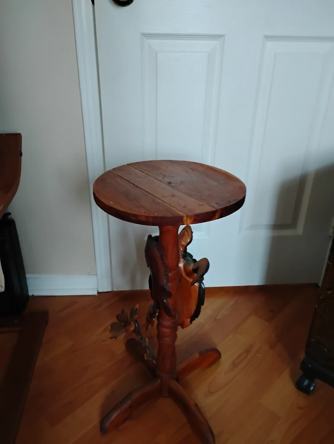 Hand Carved Wooden Accent Table