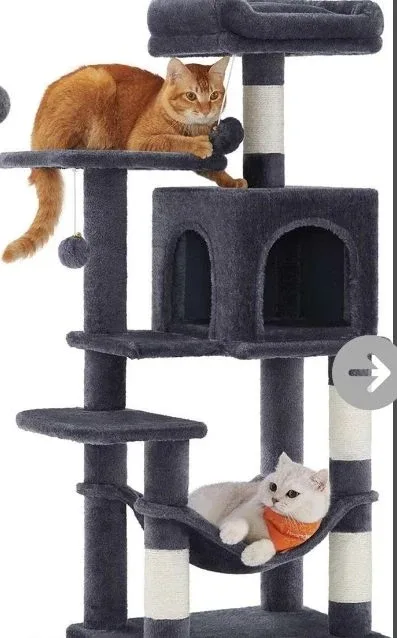Grey Cat Tree with Scratching Posts