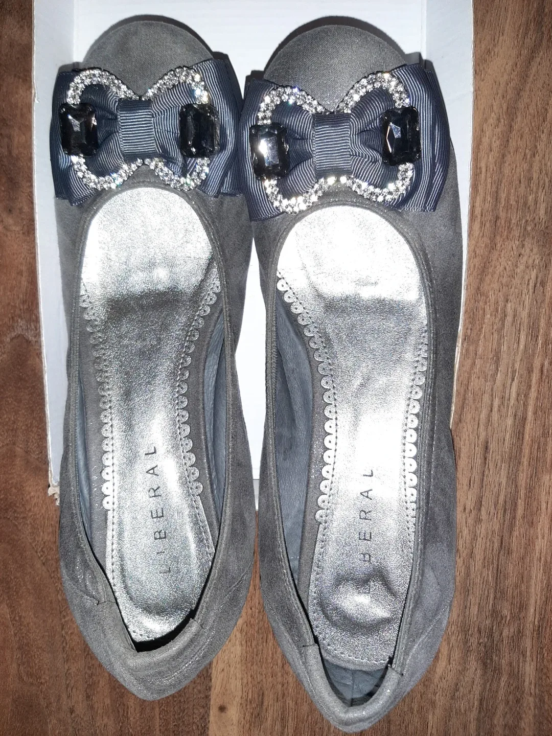 Liberal Grey Embellished Ballet Flats - #Cleanout