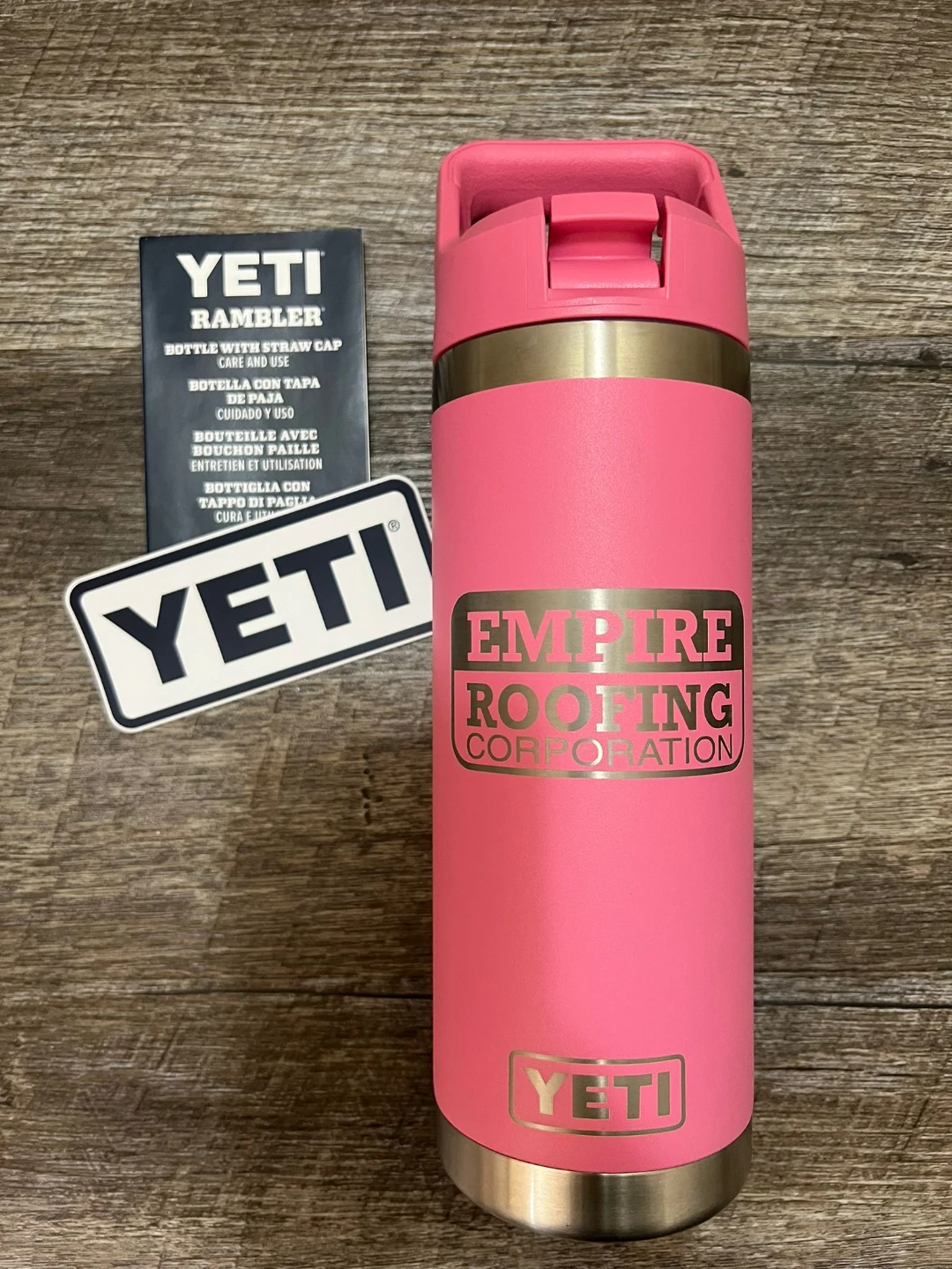 Yeti Rambler Bottle w/ Straw Cap - Pink